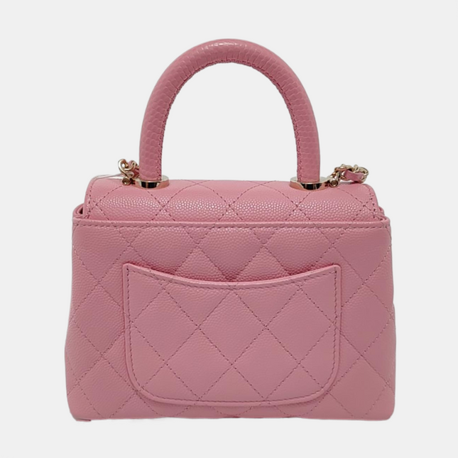 Chanel Coco Handle Super Mini Pink Caviar Leather Gold Hardware Crossbody Bag