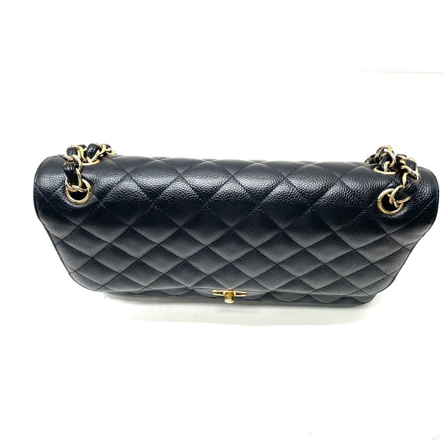 Chanel Classic Flap Jumbo Black Caviar Leather Double Flap with Gold Hardware, 2012