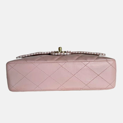 Chanel Classic Flap Medium Happy Stitch Pink Leather with Contrast White Trim