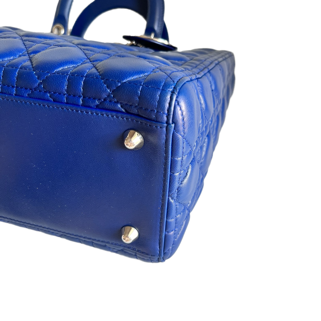 Sold Lady Dior Large Bag Navy Lambskin Cannage Leather
