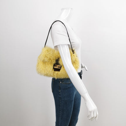 Sold Fendi Baguette Yellow Furry Shoulder Bag