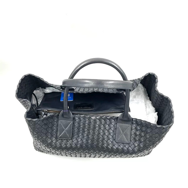 Bottega Veneta Cabat Large Intreccio Leather Tote Bag Black 40cm
