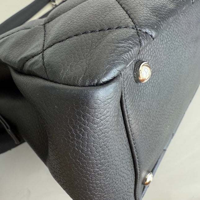 Chanel CC Logo Tote Black Soft Quilted Caviar Leather Silver Hardware 2011-2012