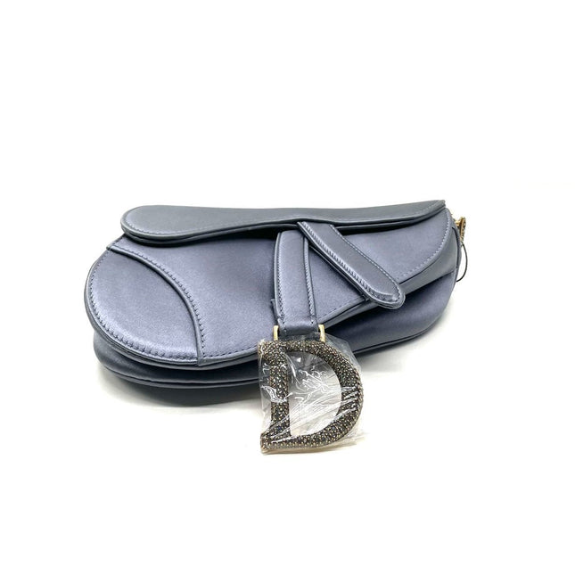 Sold Dior Saddle Mini Silk Blue with Crystal Embedded Buckles
