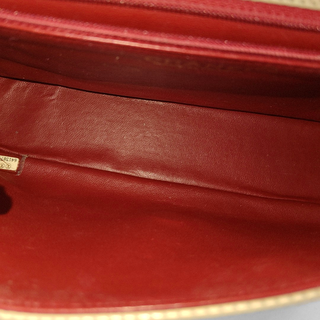 Chanel Vintage Classic Flap Bi-color Beige Perforated Leather and Red Leather Strap Bag, 2000-2002