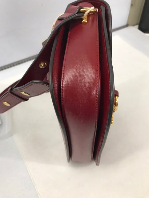 Sold Gucci 1955 Horsebit Leather Shoulder Bag Red Small