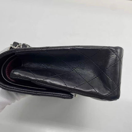 Chanel Timeless Classic Flap Medium 2009 Black Lambskin Leather Silver Hardware