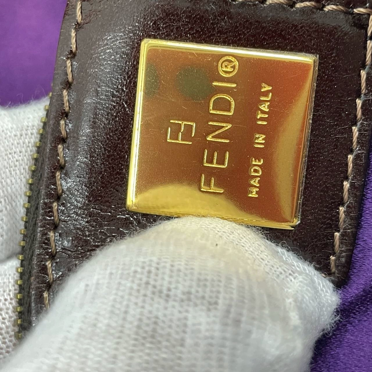 Fendi Baguette RARE Skunk Fur Vinyl Zucchino Strap Tobacco Multicolor