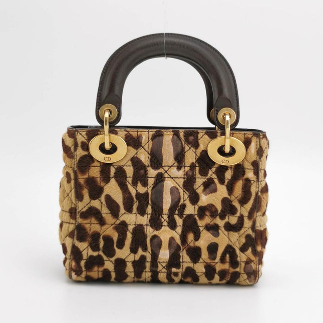 Sold Lady Dior Mini Handbag Pony-style Calfskin Leather Leopard Print