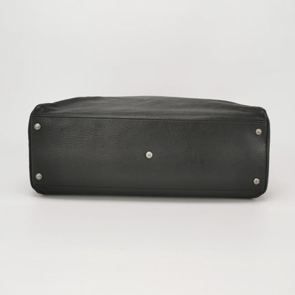 Fendi Peekaboo Large Black Calfskin Leather Glitter Beaded Zucca Interior