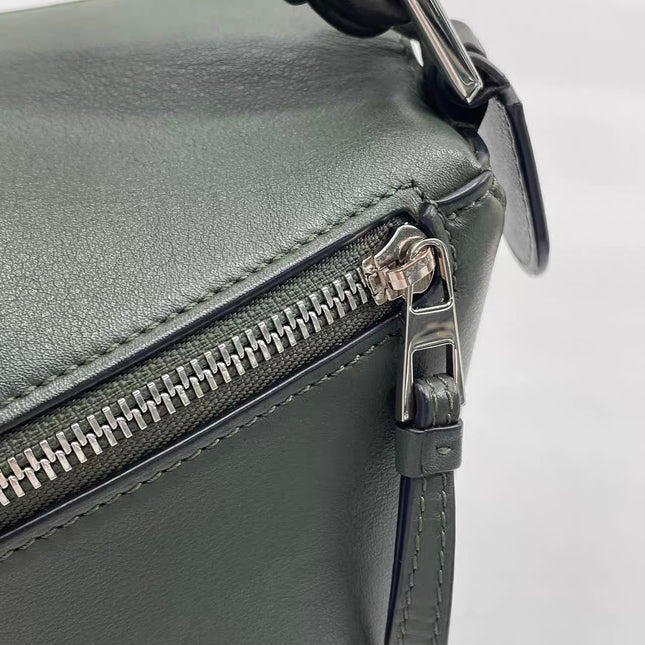 Loewe Puzzle Edge Braided Handle Small Dark Green Nappa Calfskin leather Crossbody bag