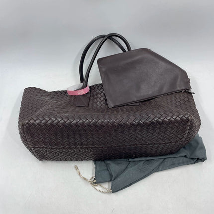Sold Bottega Veneta Cabat Large Intreccio Leather Tote Bag Dark Chocolate Brown with Pouch 40cm