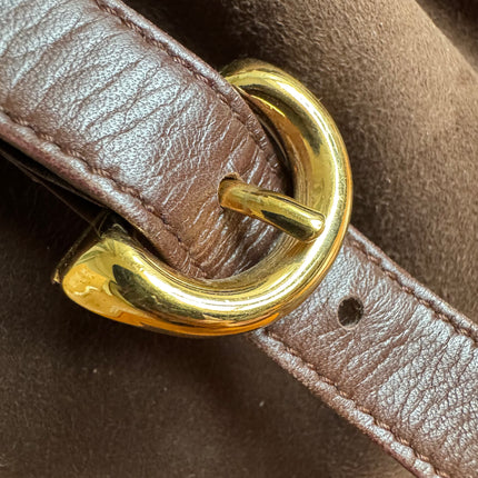 Loewe Flamenco Medium Brown Suede Leather Shoulder Bag 28cm