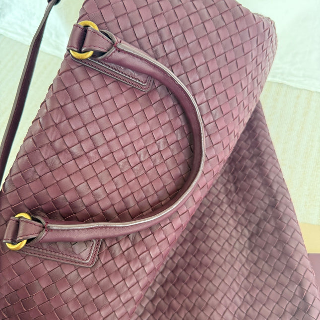 Bottega Veneta Maxi Convertible Tote Bag Wine Burgundy Leather Gold Hardware 50cm