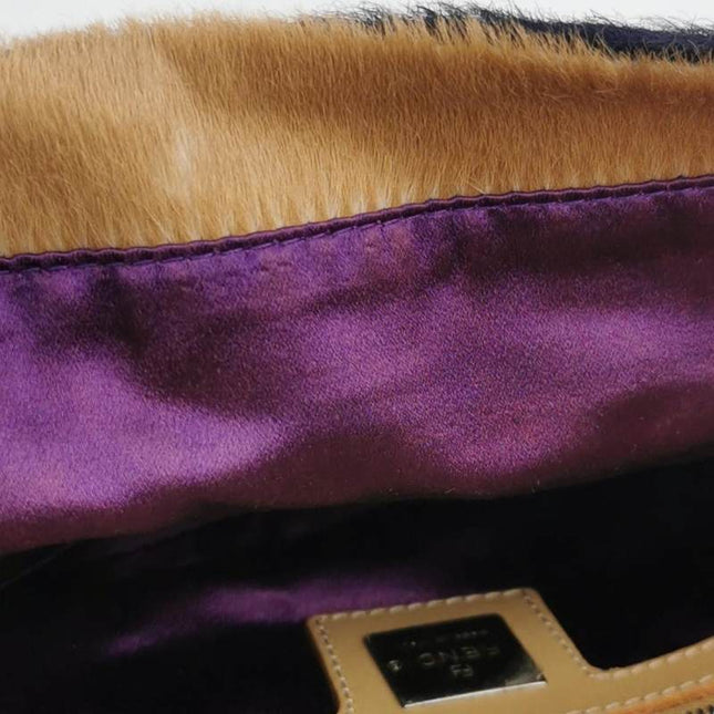 Sold Fendi Baguette Pony-style Calfskin Leather Multicolor Abstract Geometric Patchwork