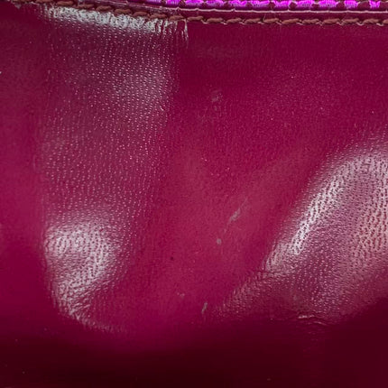 Fendi Baguette Pink Patent Leather Striped Gold Hardware Shoulder Bag