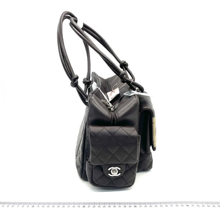 Chanel Cambon Large Dark Brown Calfskin Leather Double Strap Handbag