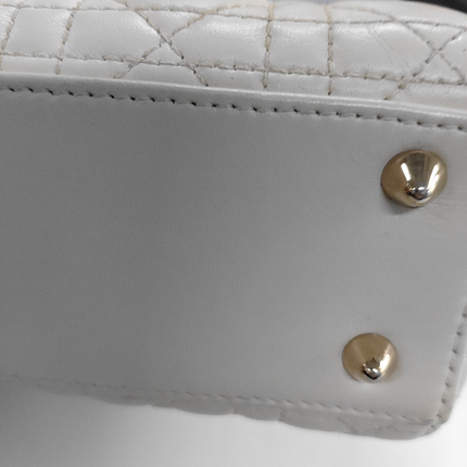 Lady Dior Small My Abcdior White Ecru Lambskin Cannage Leather
