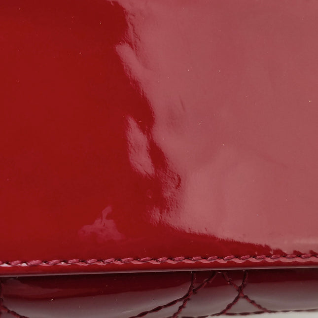 Lady Dior Mini 2019 Red Patent Leather Gold-tone Chain Strap
