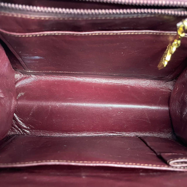 Gucci Vintage Burgundy Alligator Leather Blue Lapis Lazuli Stone Gold-tone Hardware Handbag