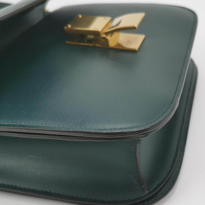 CELINE Classic Box Flap Dark Green Leather crossbody bag