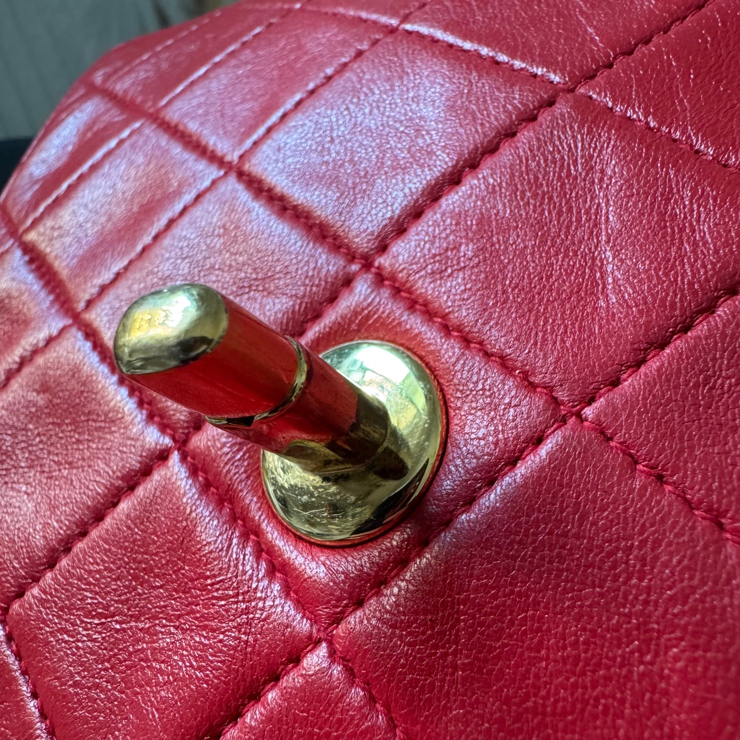 Chanel Vintage Classic Flap Mini Square Red Lambskin 24k Gold HW, 1989-1991