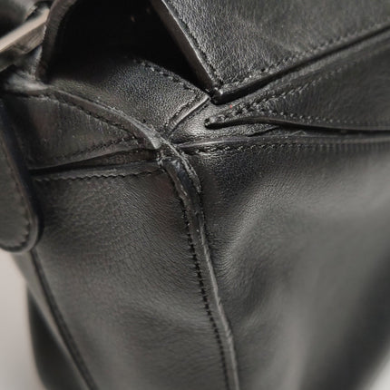 Loewe Puzzle Medium Black Smooth Leather White Logo 2016