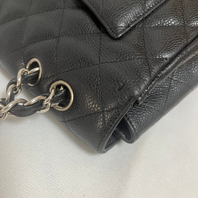 Chanel Classic Flap Jumbo 2009 Black Caviar Leather Single Flap Silver Hardware
