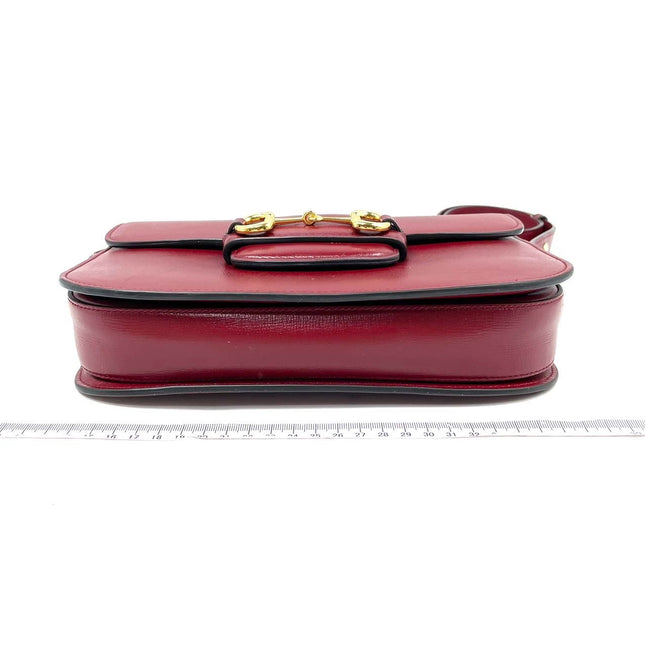 Sold Gucci 1955 Horsebit Leather Shoulder Bag Red Small