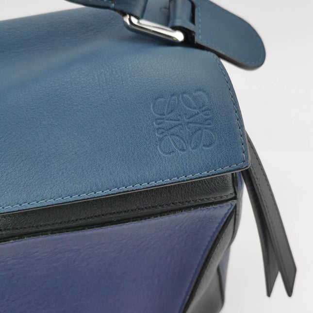 Loewe Puzzle Medium Multicolor Navy Calfskin leather bag