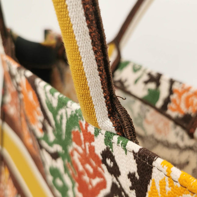 Sold Christian Dior Book Tote Large Multicolour Floral Motif Embroidered Handbag