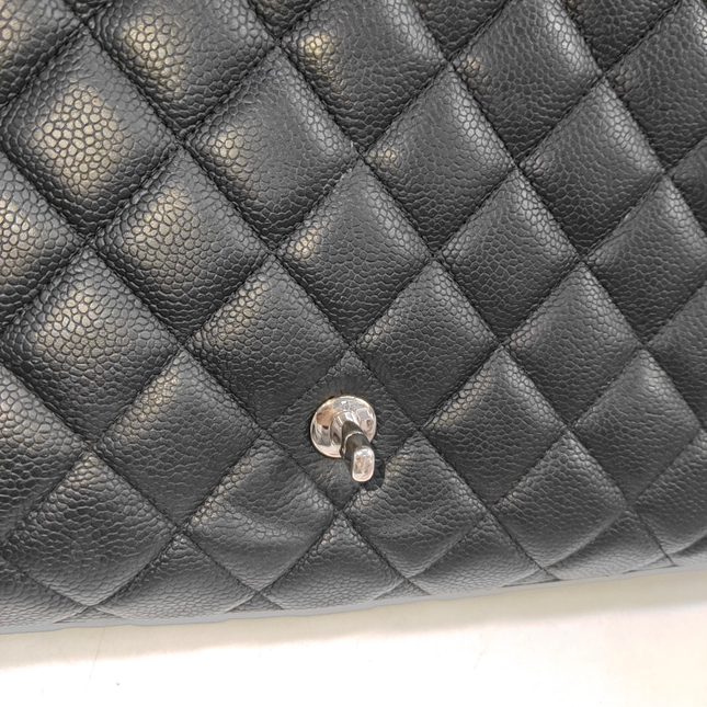 Chanel Classic Flap Maxi Black Caviar Leather Single Flap with Silver Hardware