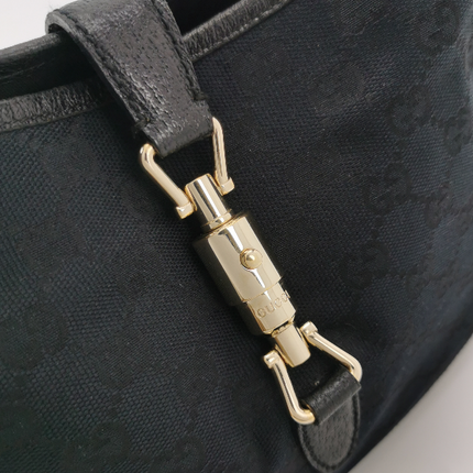 Sold Gucci Jackie 1961 Small Monogram Canvas and Leather Bag Black