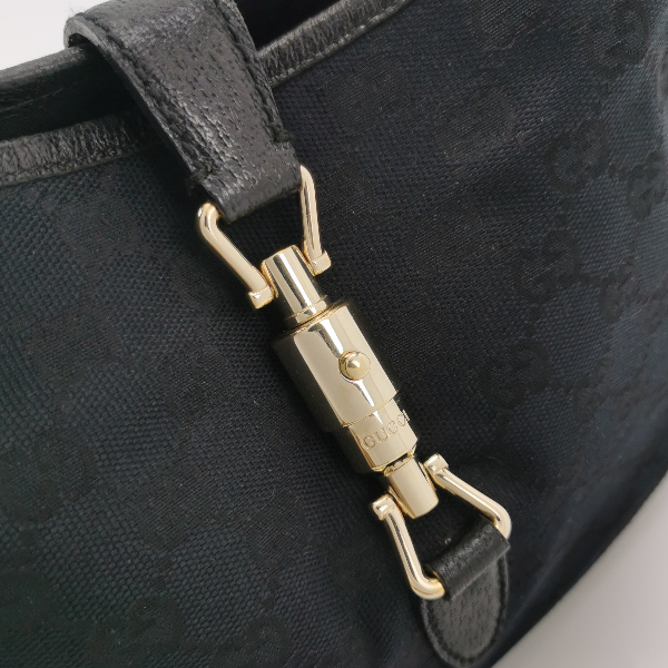 Sold Gucci Jackie 1961 Small Monogram Canvas and Leather Bag Black