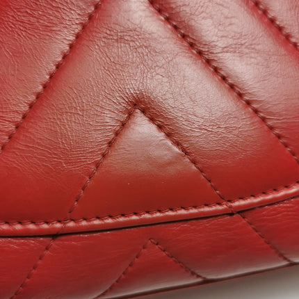 Chanel Coco Handle Small Red Lambskin Leather Chevron Stitching Gold Hardware, 2017-18