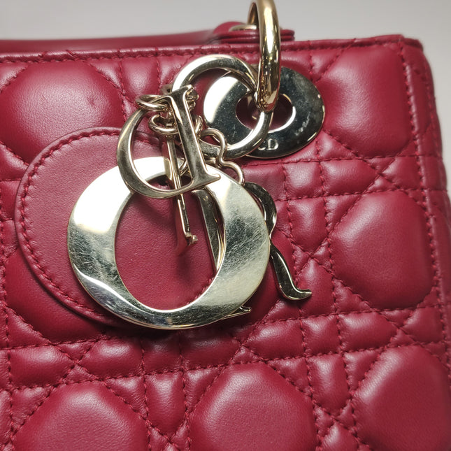 Lady Dior Small My Abcdior Burgundy Lambskin Cannage Leather Gold Hardware 2017