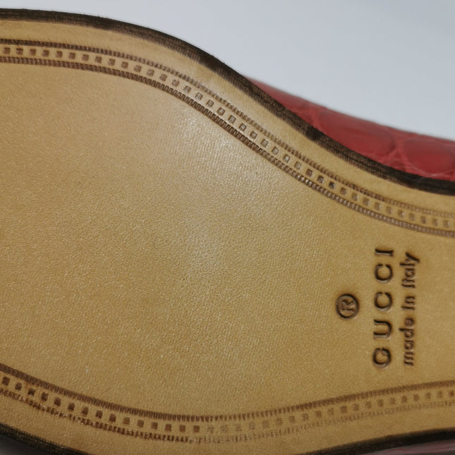 Gucci Men's Jordaan Crocodile Loafer Red Size 40.5