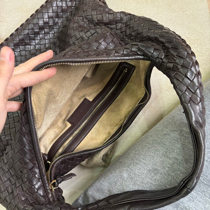 Bottega Veneta Veneta Hobo Dark Chocolate Brown Intreciatto Leather Bag Large 47cm