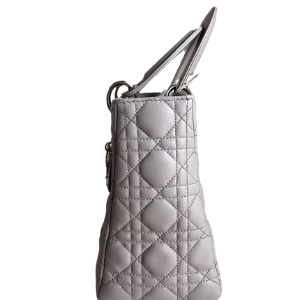 Sold Lady Dior Grey Cannage Leather Medium no strap