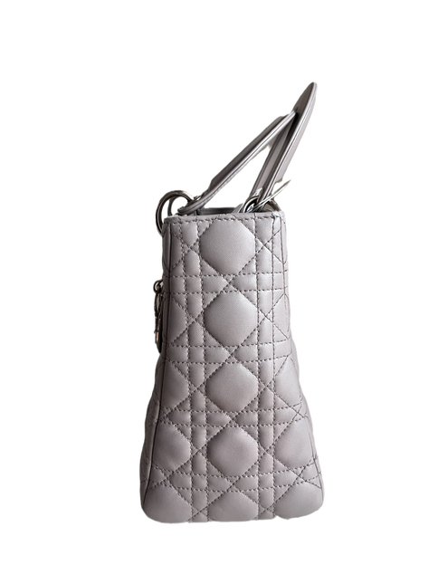 Sold Lady Dior Grey Cannage Leather Medium no strap