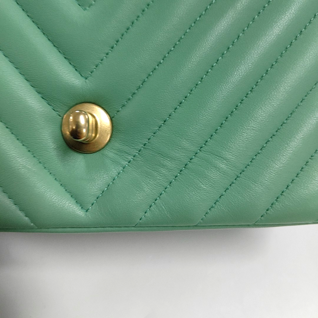 Chanel Classic Flap Mini Chevron Green Lambskin Leather Gold Hardware, 2018-2019