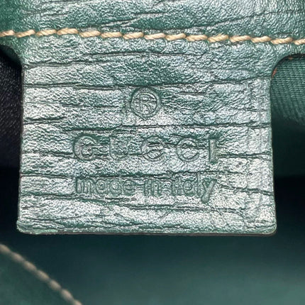Gucci Large Vintage Green Leather and Monogram Side Horsebit Shoulder Bag