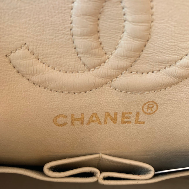 Sold Chanel Classic Flap Vintage 1995 White Lambskin Leather with 24k Gold Hardware
