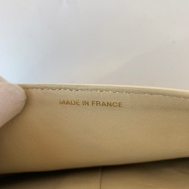 Sold Chanel Classic Flap Vintage 1995 White Lambskin Leather with 24k Gold Hardware