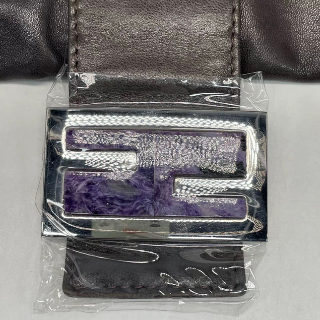 Fendi Mamma Baguette Chocolate Brown Lambskin Leather Silver Hardware