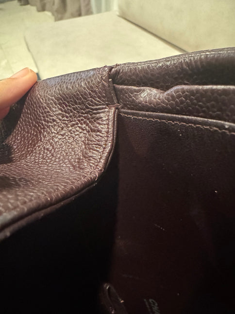Chanel Classic Flap Jumbo Purple Caviar Leather Double Flap Silver Hardware