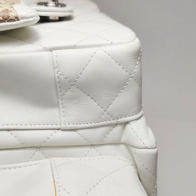 Chanel Cambon Multi-pocket Ligne Reporter Bag Large White Calfskin Leather