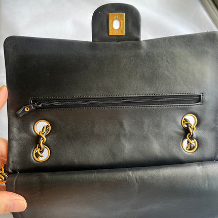 Chanel Classic Flap Vintage Medium Black Lambskin Leather 24k Gold Hardware 1994-1996