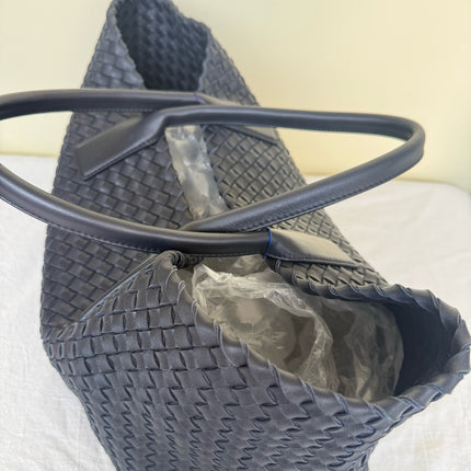 Bottega Veneta Reissued Cabat Intreccio Leather Tote Bag Navy 40cm