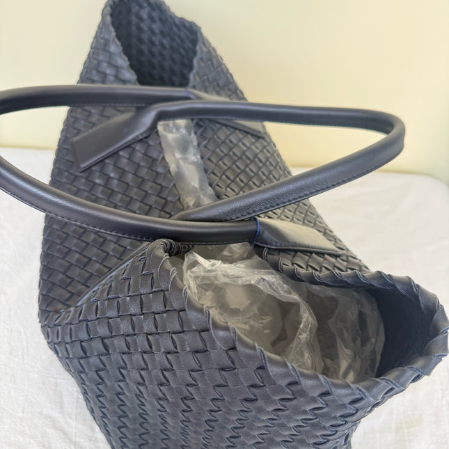 Bottega Veneta Reissued Cabat Intreccio Leather Tote Bag Navy 40cm